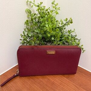 Kate Spape Burgundy Wallet Neda Newberry Lane Saffiano Leather